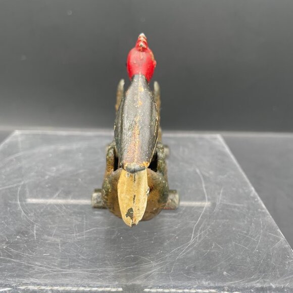 Cast Iron Woodpecker on a Log Toothpick Holder Grabber Vintage Metal Woodpecker - Picture 3 of 10